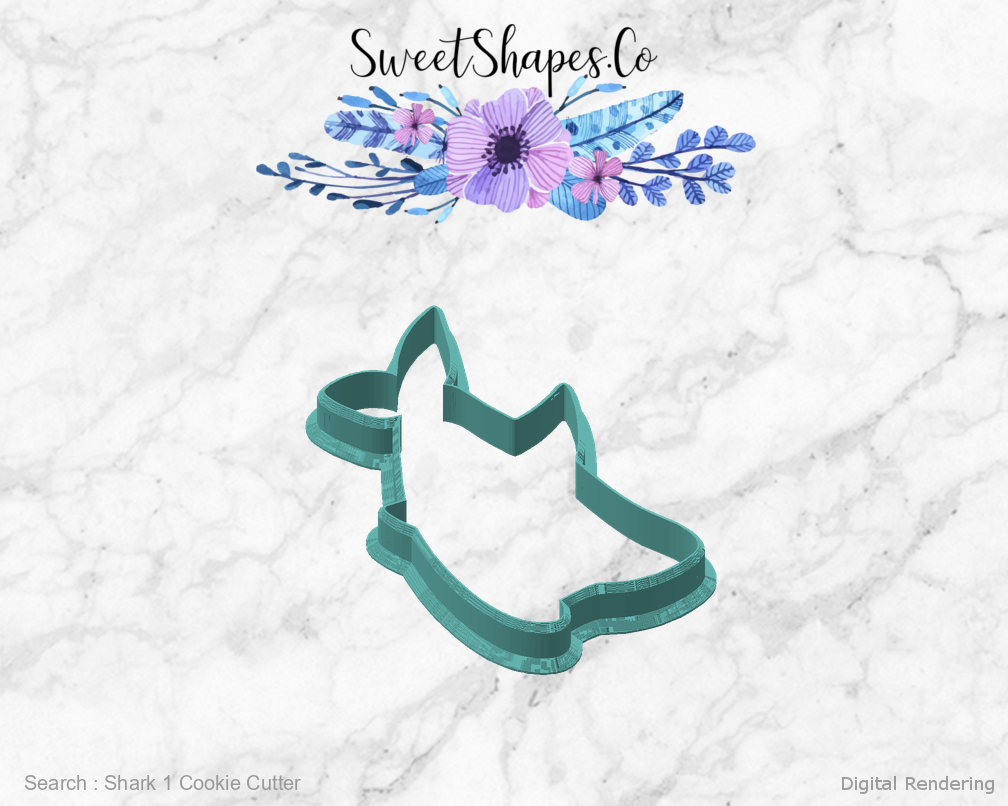 Shark 1 Cookie Cutter — angled front view