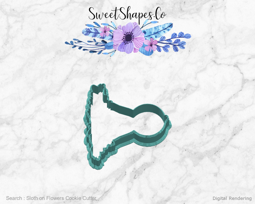 Sloth on Flowers Cookie Cutter — right view