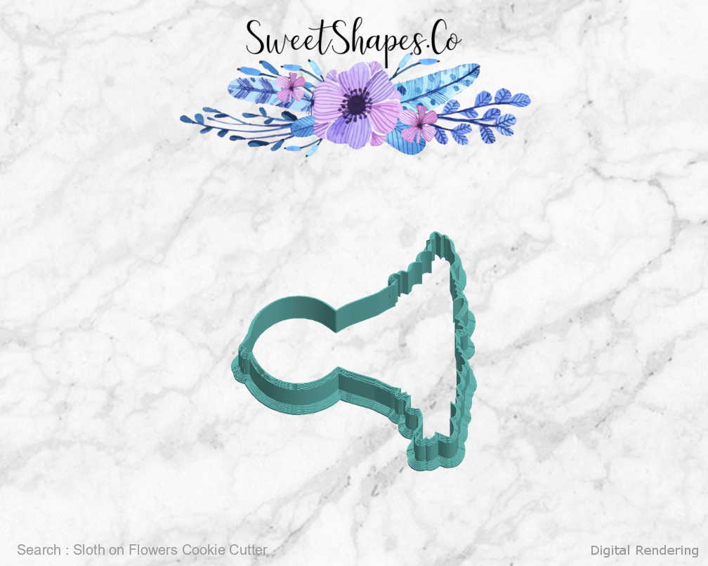 Sloth on Flowers Cookie Cutter — left view