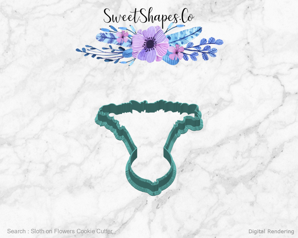 Sloth on Flowers Cookie Cutter — back view