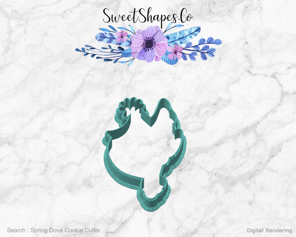 Spring Dove Cookie Cutter — angled front view