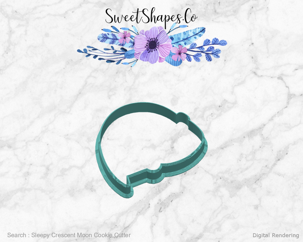 Sleepy Crescent Moon Cookie Cutter — right view