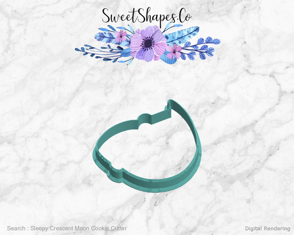 Sleepy Crescent Moon Cookie Cutter — left view