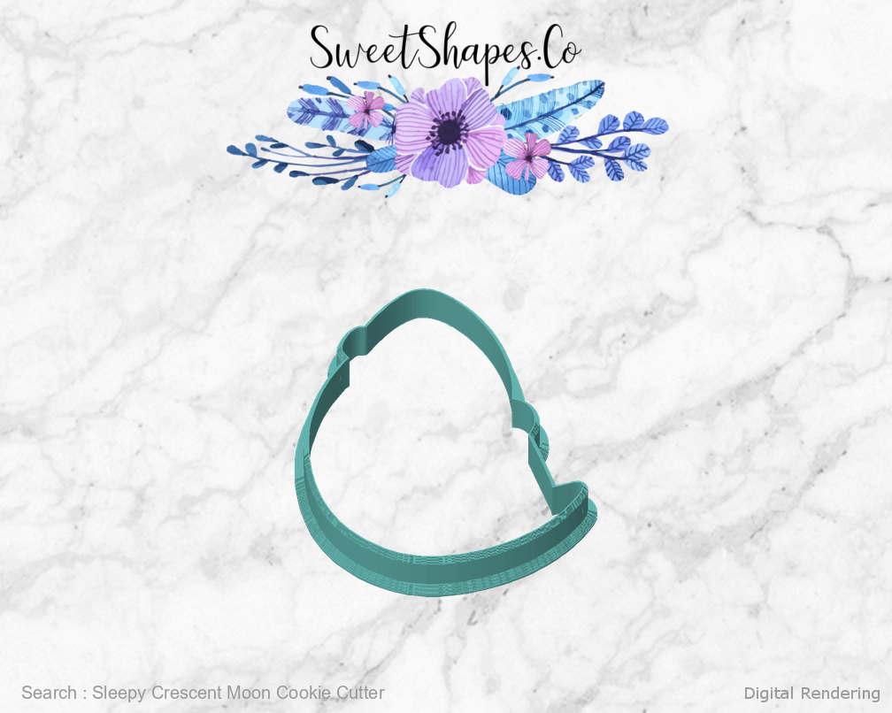Sleepy Crescent Moon Cookie Cutter — front view