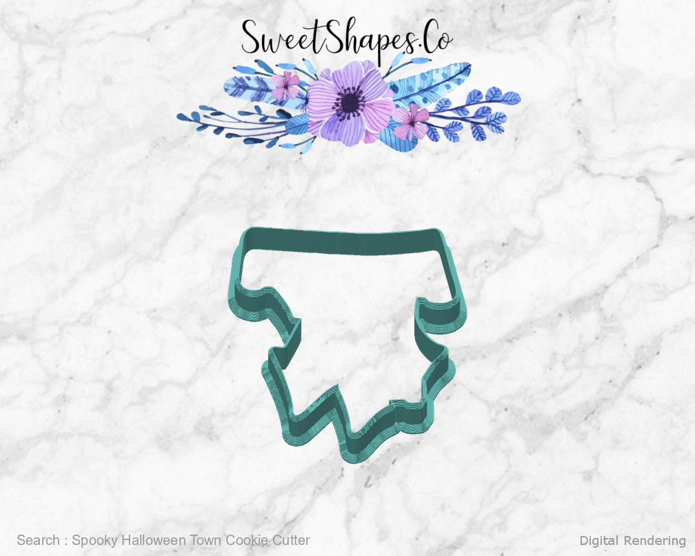 Spooky Halloween Town Cookie Cutter — back view
