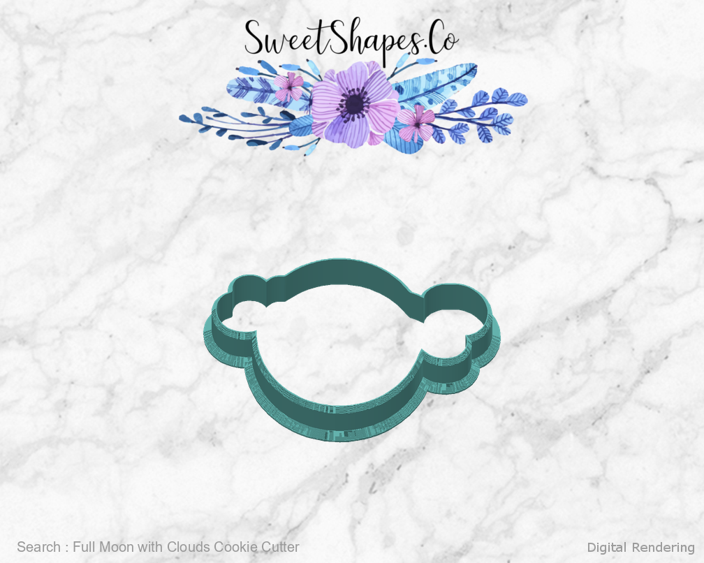 Full Moon with Clouds Cookie Cutter — back view