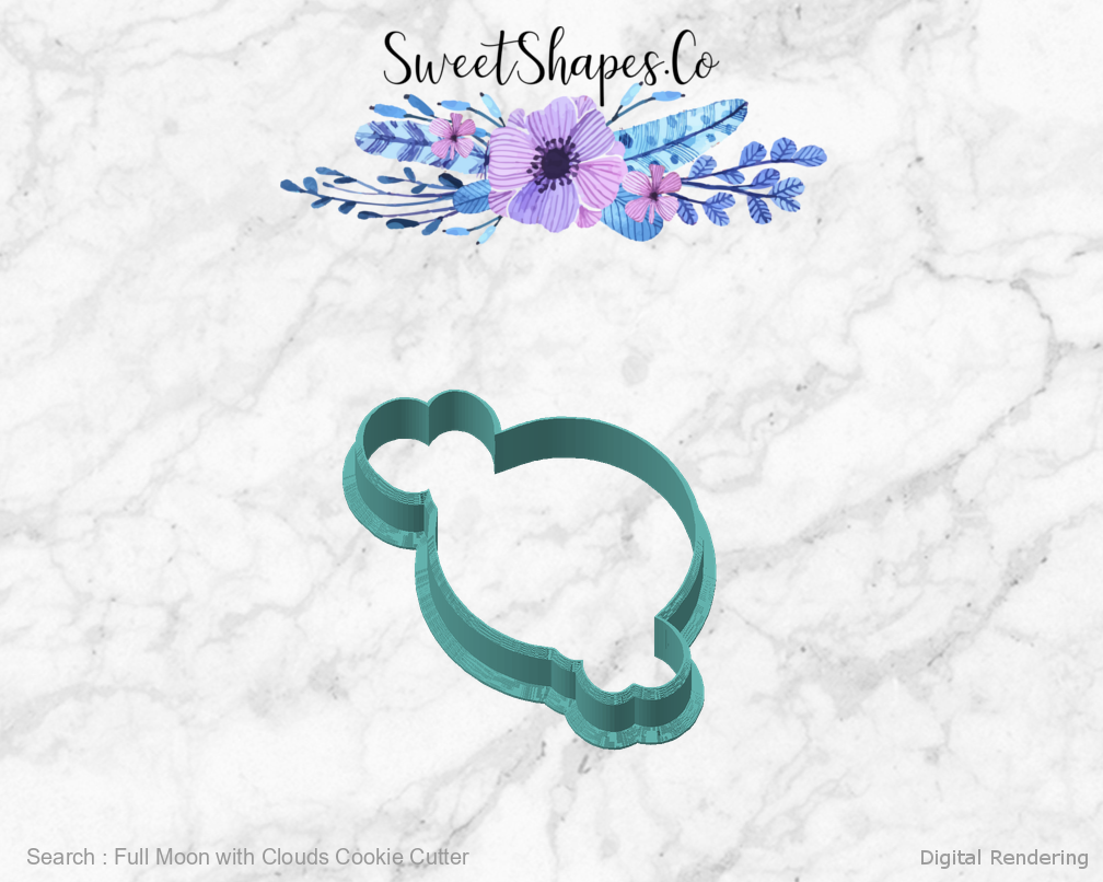 Full Moon with Clouds Cookie Cutter — angled front view