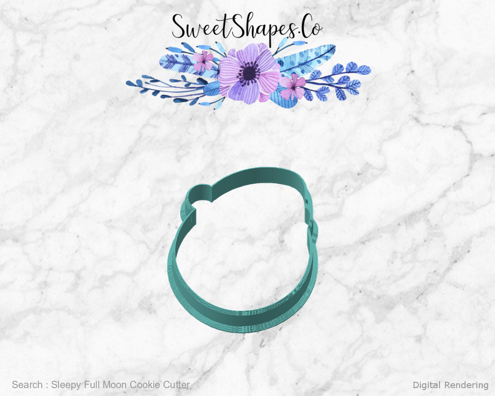 Sleepy Full Moon Cookie Cutter — angled front view