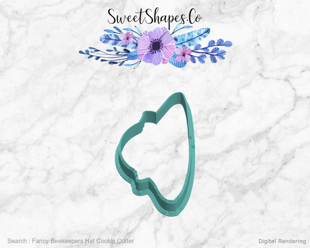 Fancy Beekeepers Hat Cookie Cutter — left view