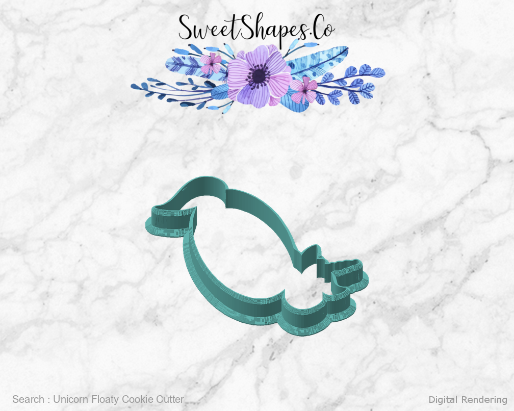 Unicorn Floaty Cookie Cutter — angled front view