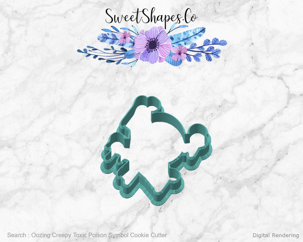 Oozing Creepy Toxic Poison Symbol Cookie Cutter — angled front view