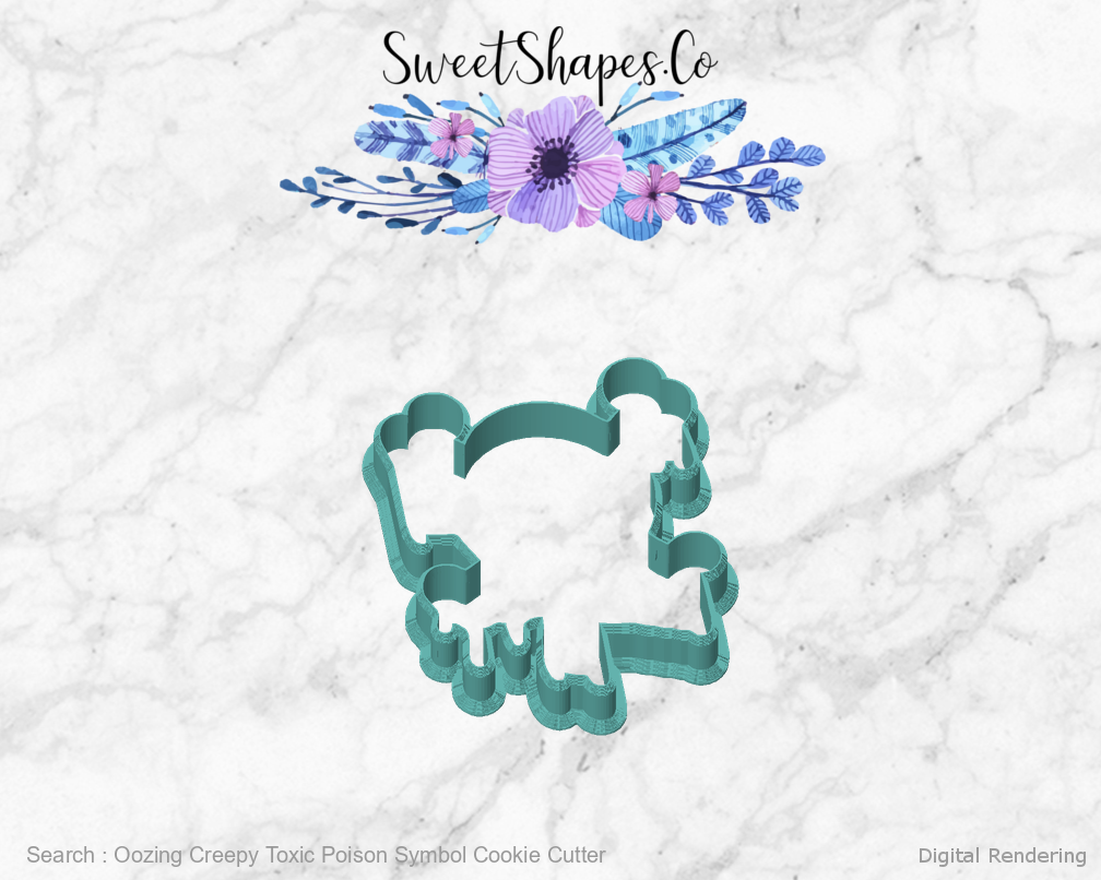 Oozing Creepy Toxic Poison Symbol Cookie Cutter — front view