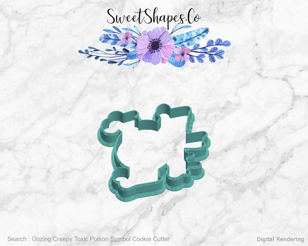 Oozing Creepy Toxic Poison Symbol Cookie Cutter — left view