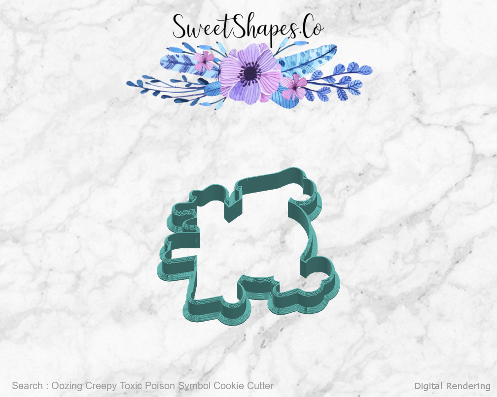 Oozing Creepy Toxic Poison Symbol Cookie Cutter — right view