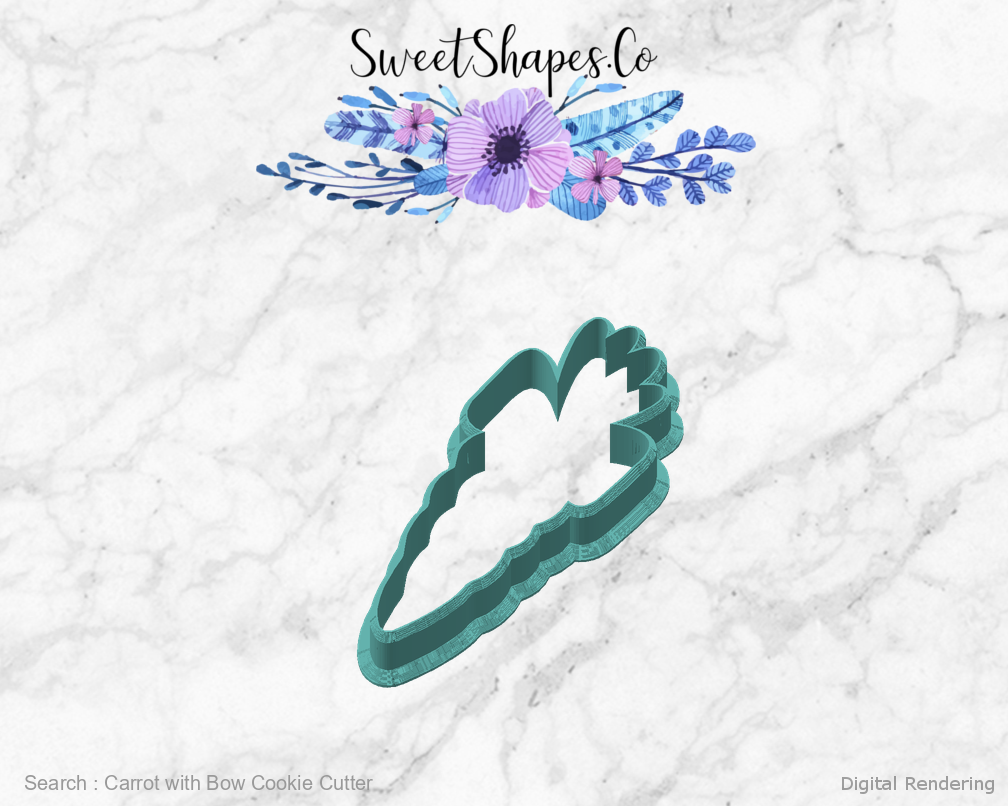 Carrot with Bow Cookie Cutter — angled front view