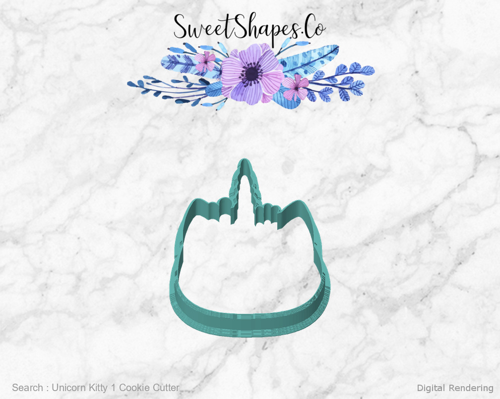Unicorn Kitty 1 Cookie Cutter — front view