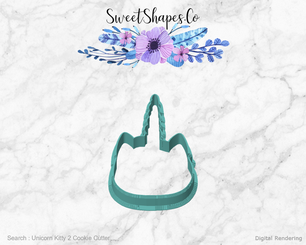 Unicorn Kitty 2 Cookie Cutter — front view
