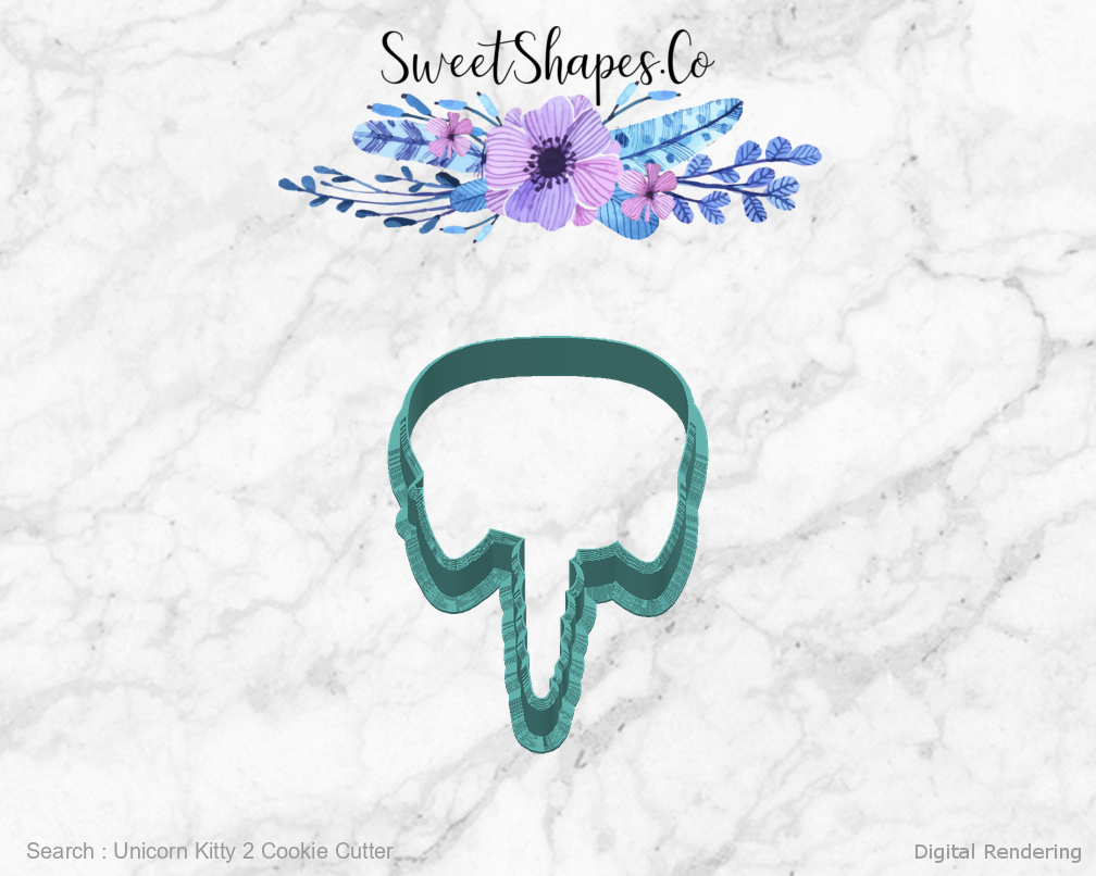 Unicorn Kitty 2 Cookie Cutter — back view