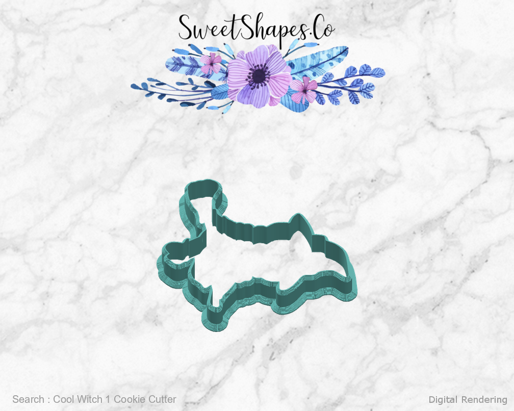Cool Witch 1 Cookie Cutter — right view
