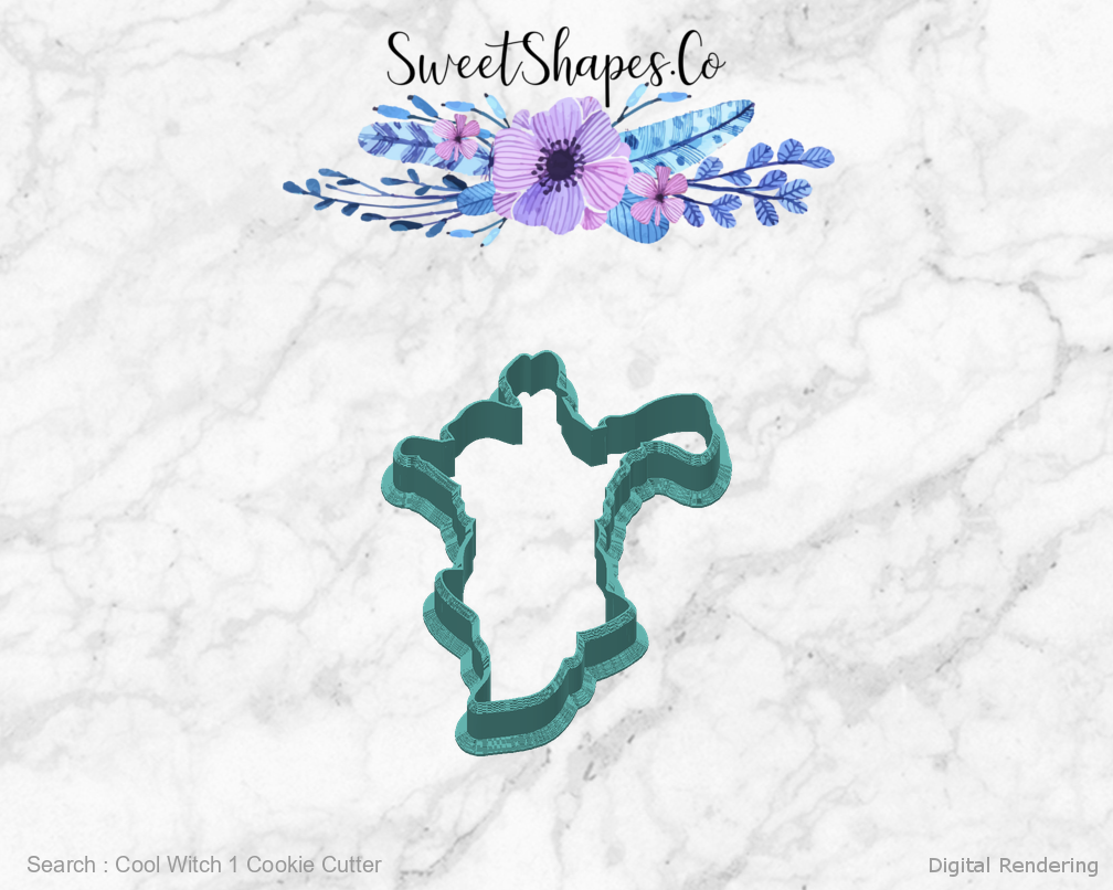 Cool Witch 1 Cookie Cutter — back view