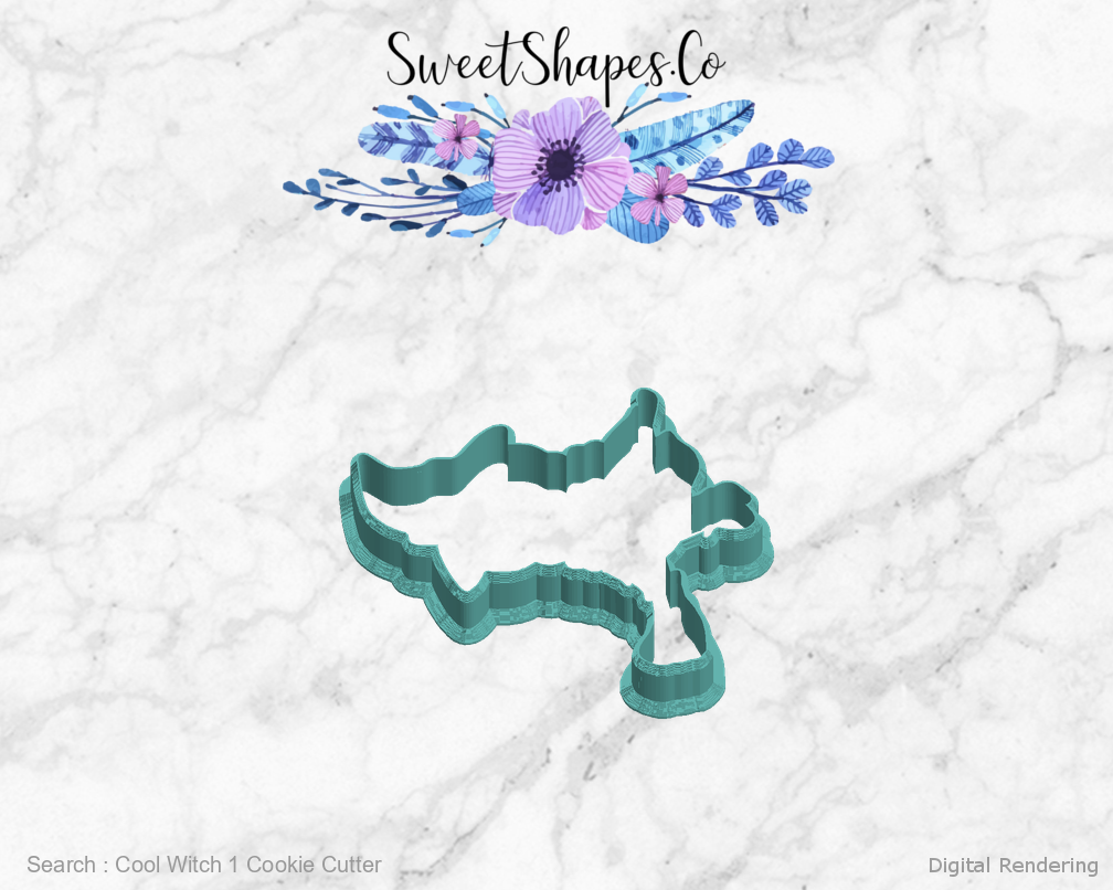 Cool Witch 1 Cookie Cutter — left view
