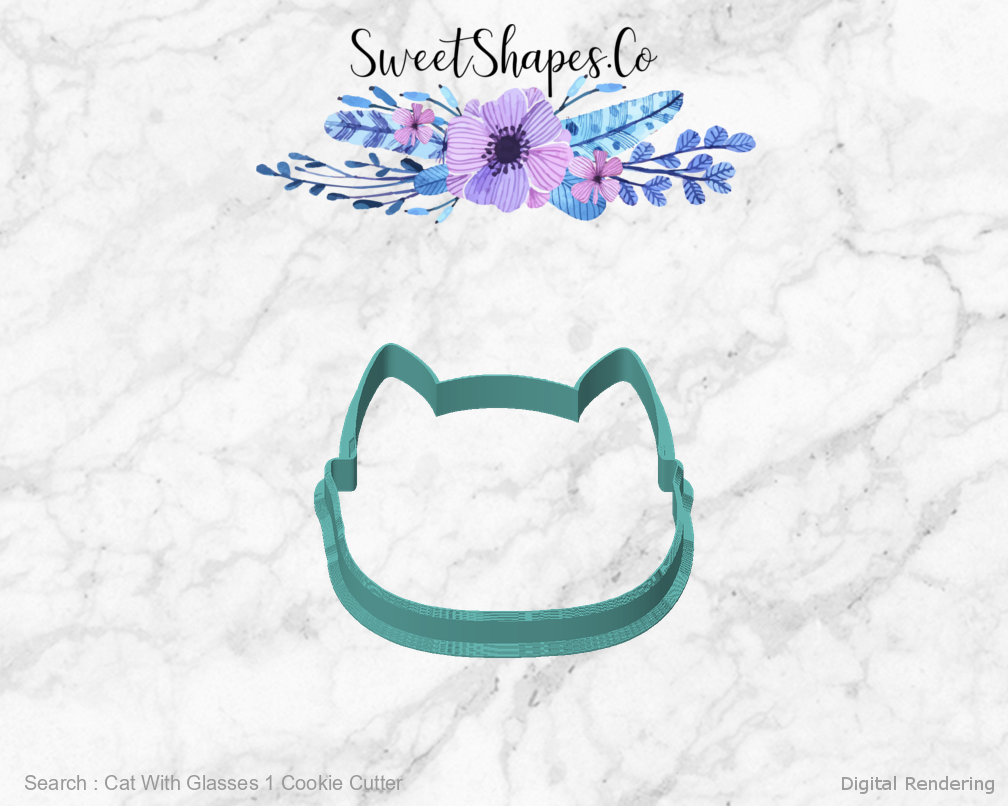 Cat With Glasses 1 Cookie Cutter — front view