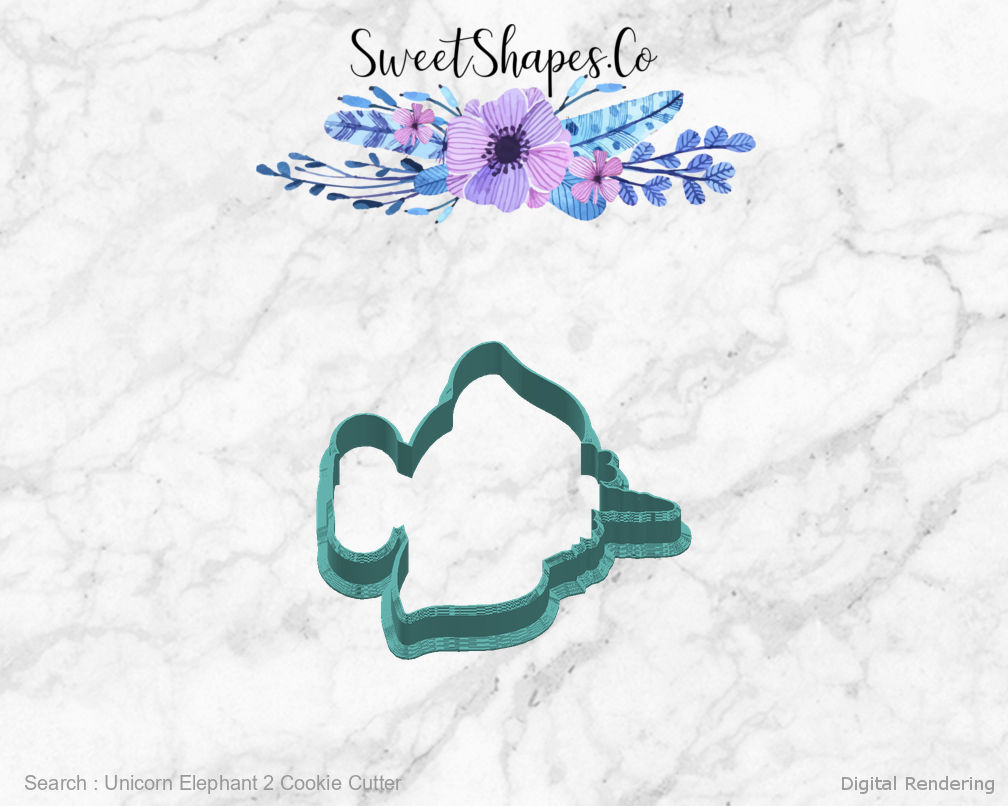 Unicorn Elephant 2 Cookie Cutter — right view