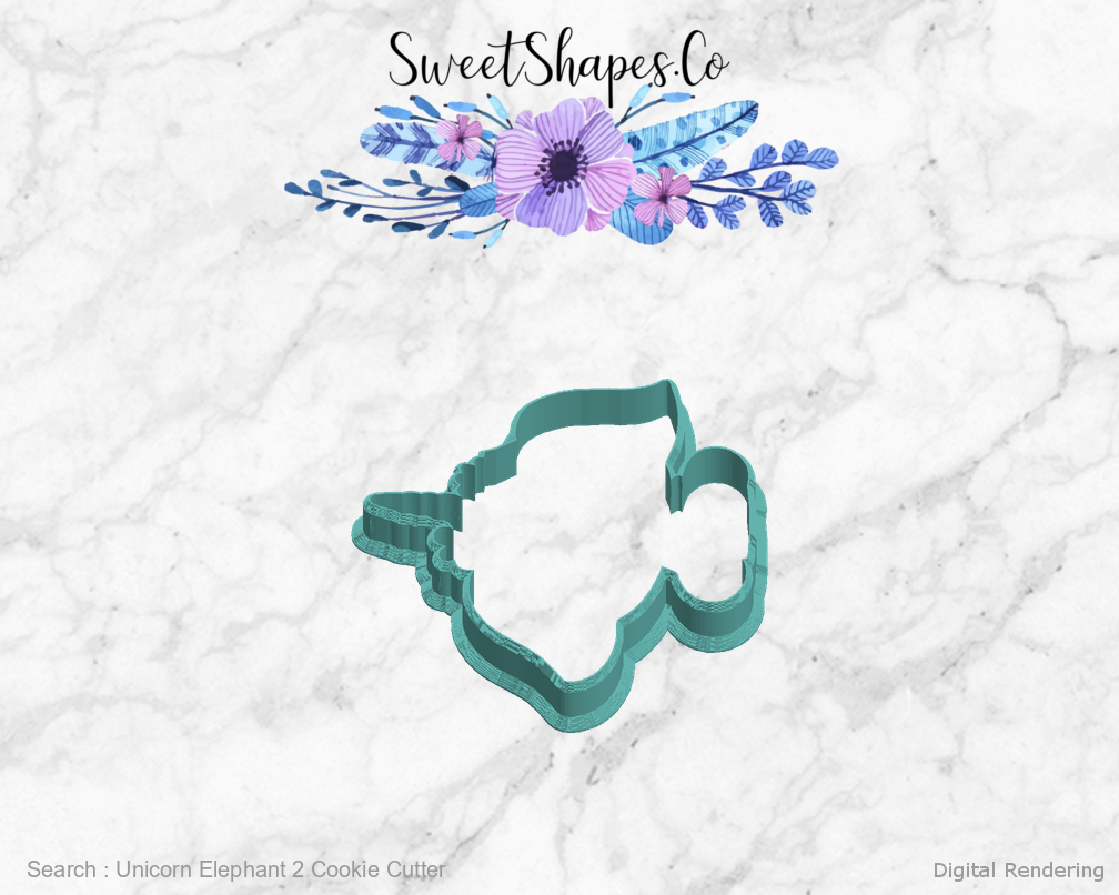 Unicorn Elephant 2 Cookie Cutter — left view