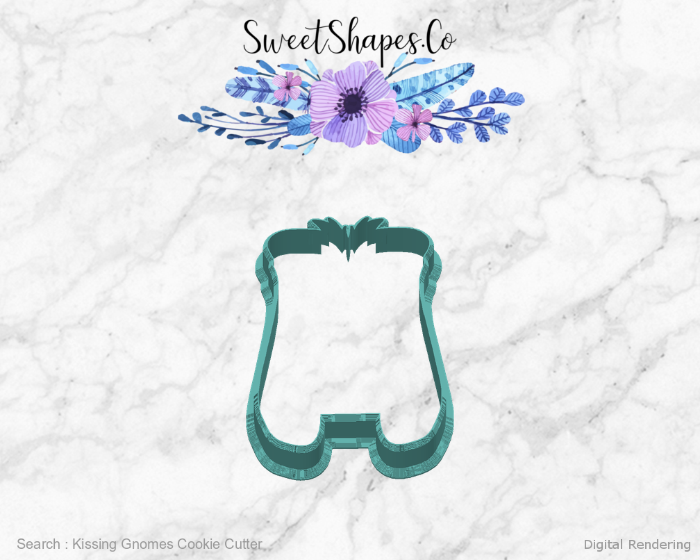 Kissing Gnomes Cookie Cutter — back view
