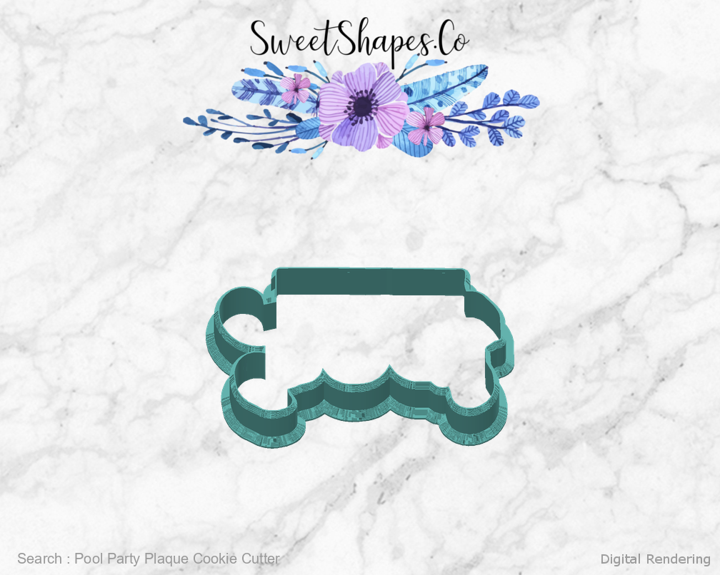 Pool Party Plaque Cookie Cutter — back view
