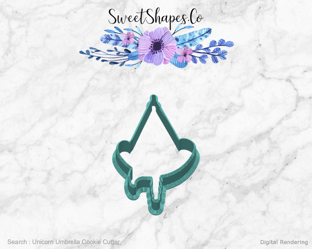 Unicorn Umbrella Cookie Cutter — back view