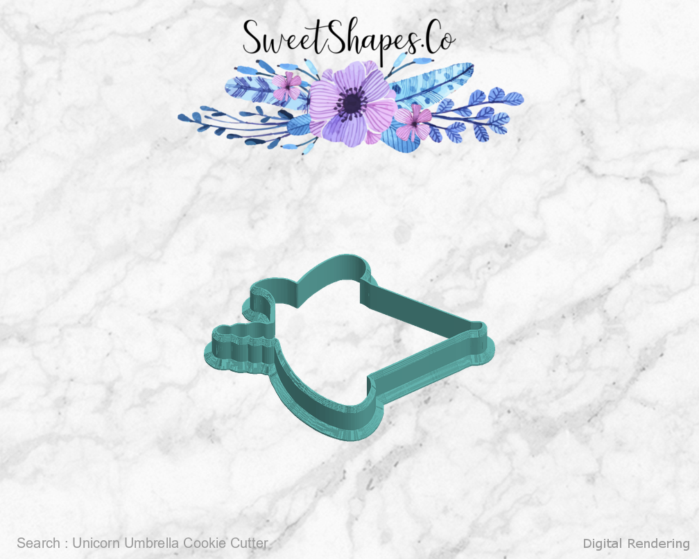 Unicorn Umbrella Cookie Cutter — left view