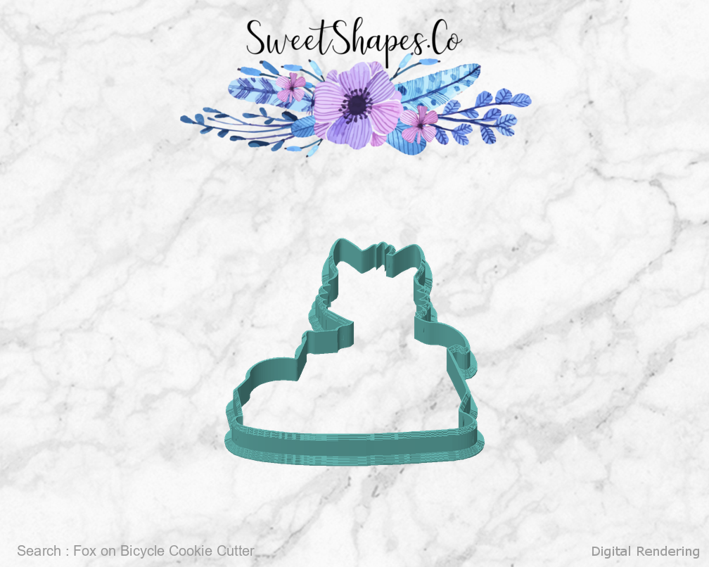 Fox on Bicycle Cookie Cutter — front view