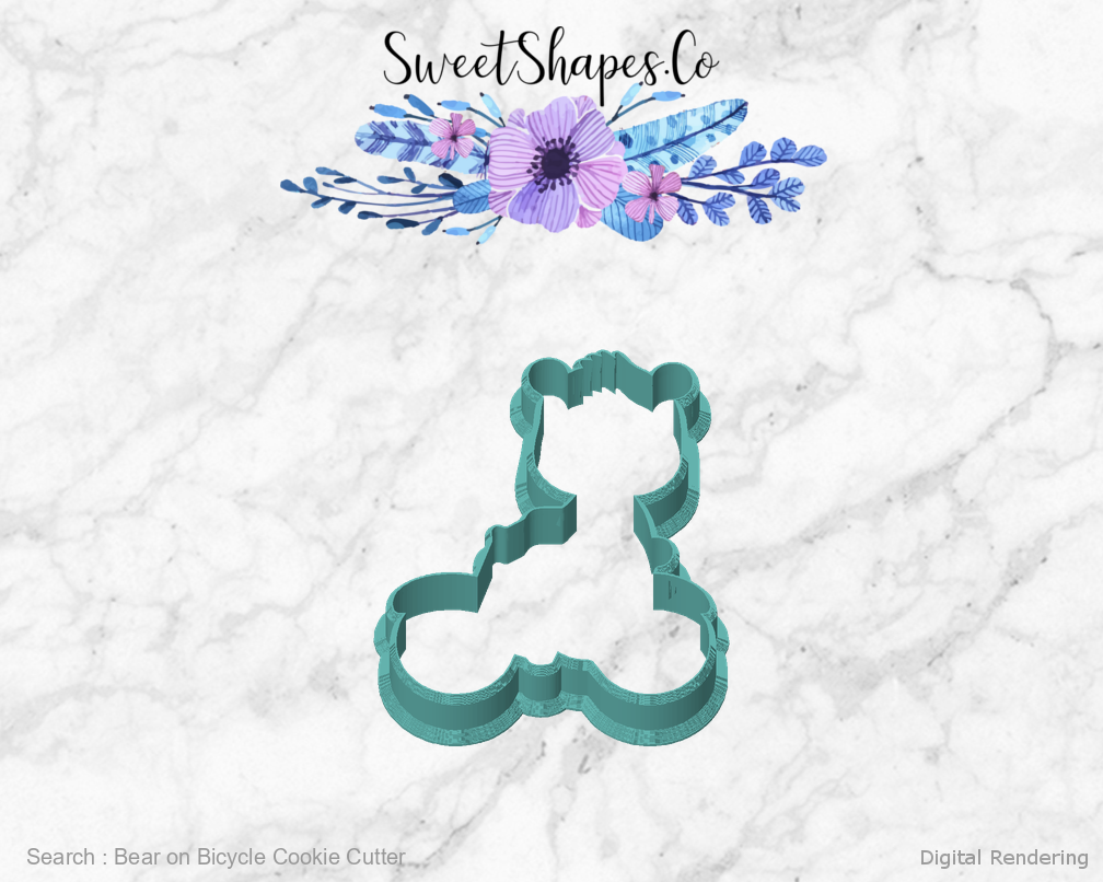 Bear on Bicycle Cookie Cutter — front view