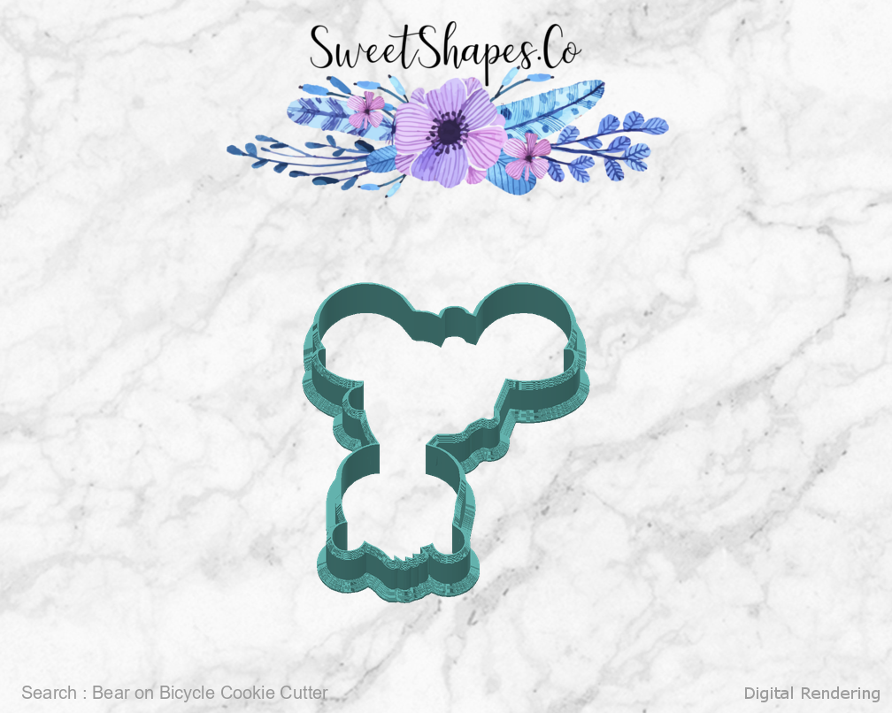 Bear on Bicycle Cookie Cutter — back view