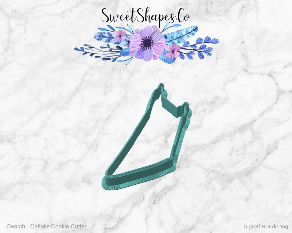 Cattails Cookie Cutter — angled front view