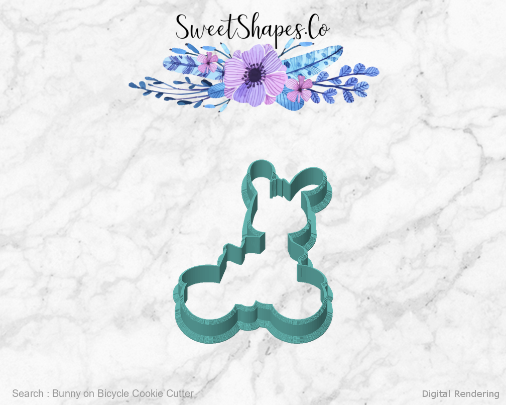 Bunny on Bicycle Cookie Cutter — front view