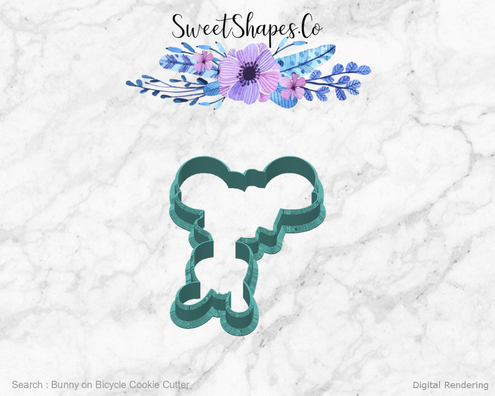 Bunny on Bicycle Cookie Cutter — back view