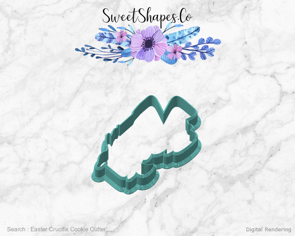 Easter Crucifix Cookie Cutter — angled front view