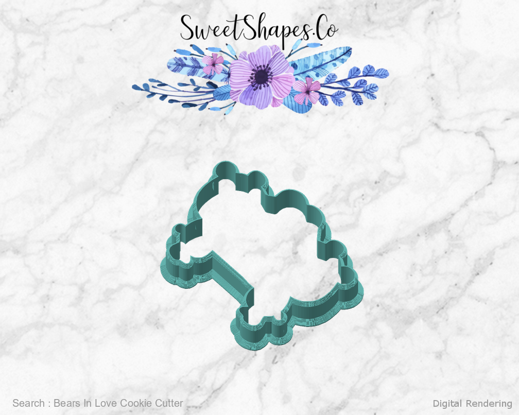 Bears In Love Cookie Cutter — angled front view