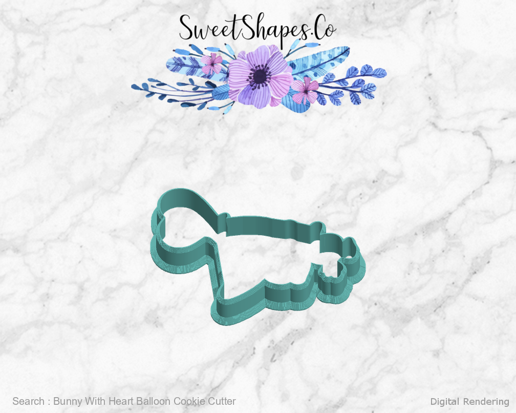 Bunny With Heart Balloon Cookie Cutter — left view