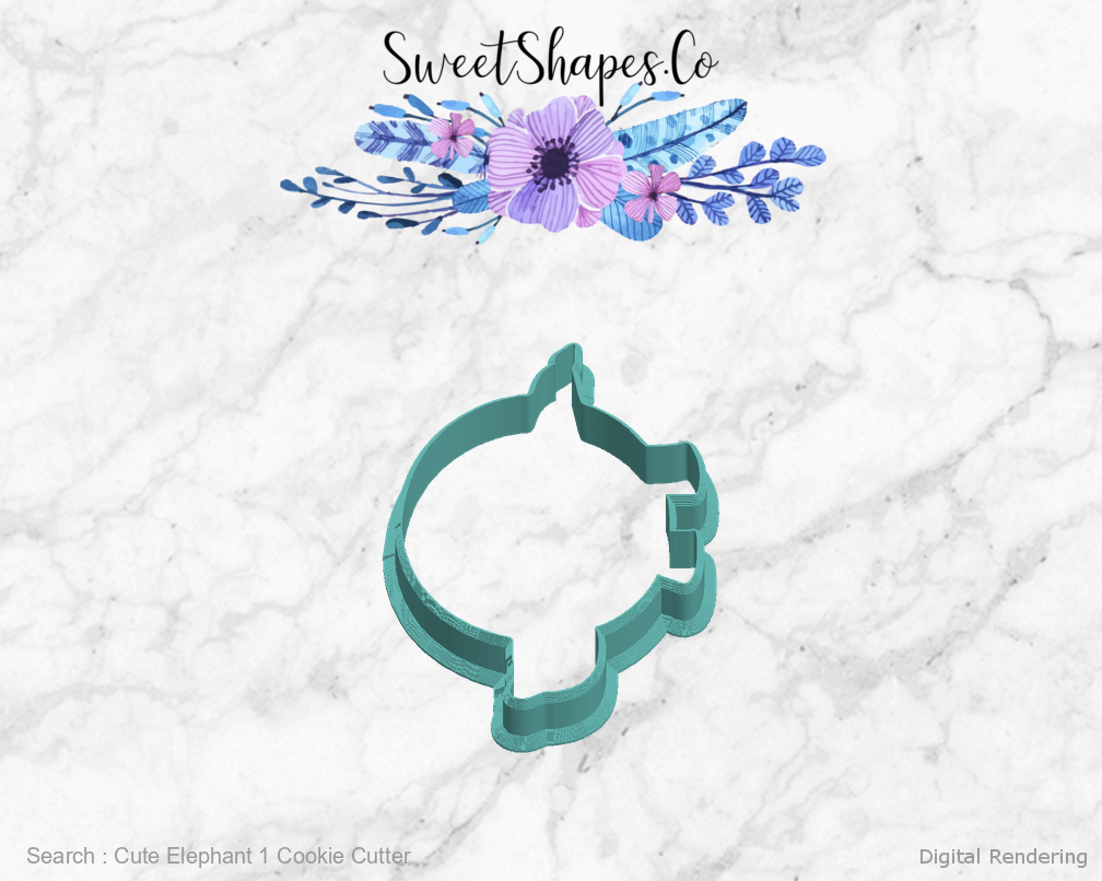 Cute Elephant 1 Cookie Cutter — left view