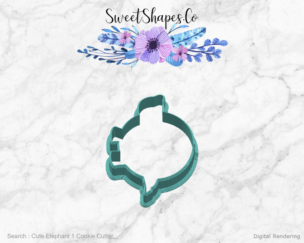 Cute Elephant 1 Cookie Cutter — right view