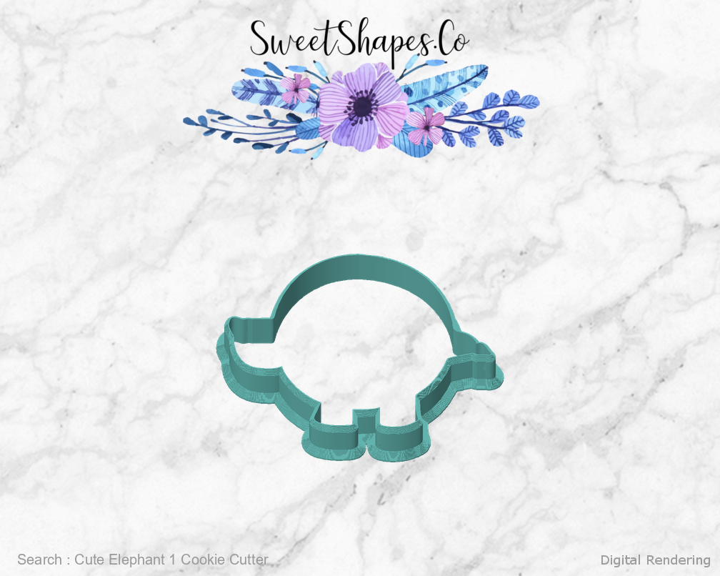 Cute Elephant 1 Cookie Cutter — front view