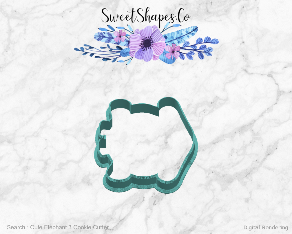 Cute Elephant 3 Cookie Cutter — right view