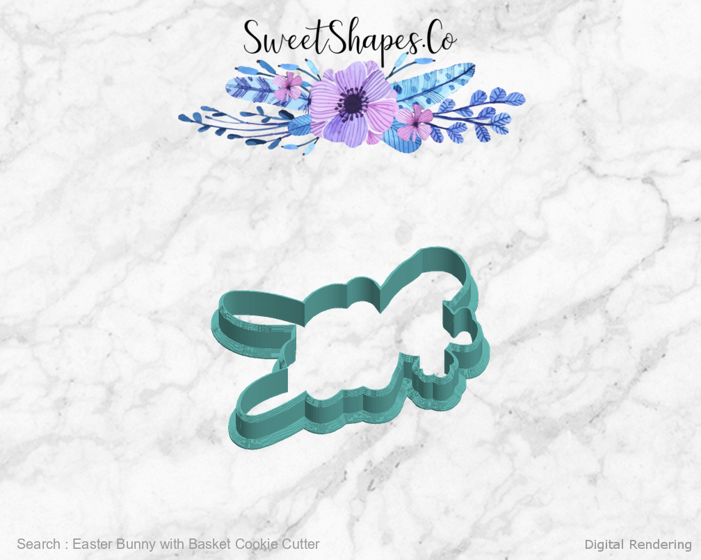 Easter Bunny with Basket Cookie Cutter — left view