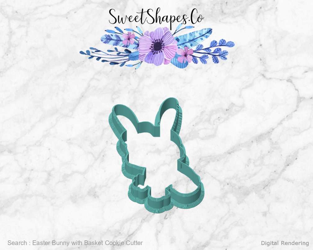 Easter Bunny with Basket Cookie Cutter — front view