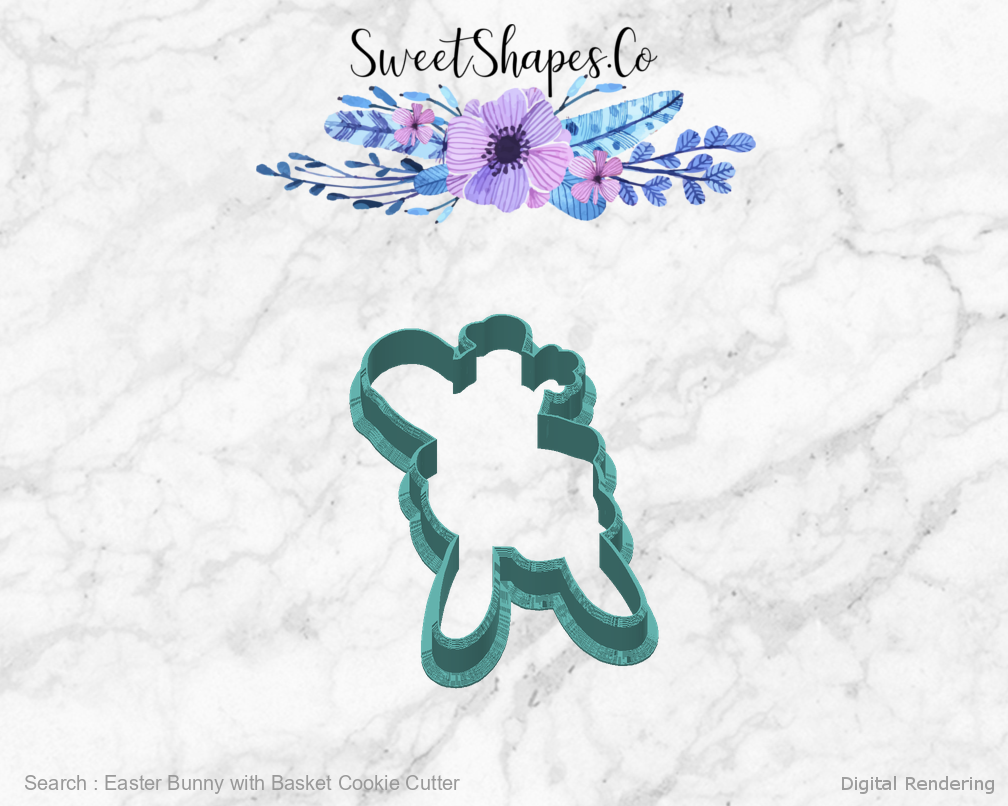 Easter Bunny with Basket Cookie Cutter — back view