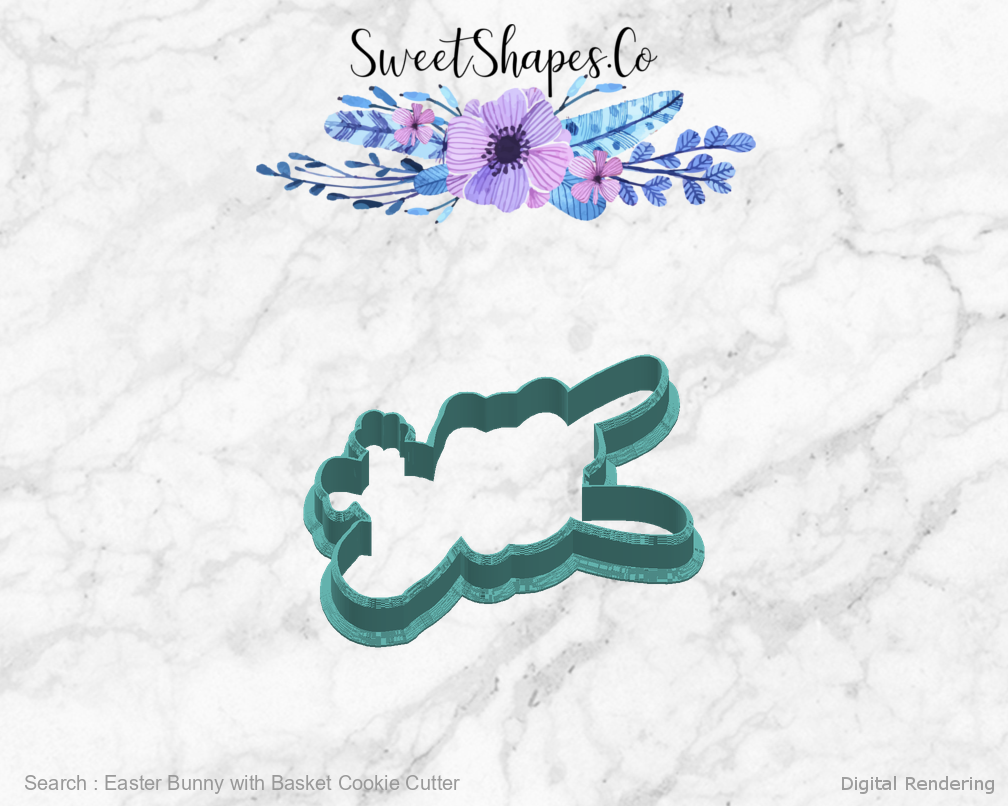 Easter Bunny with Basket Cookie Cutter — right view