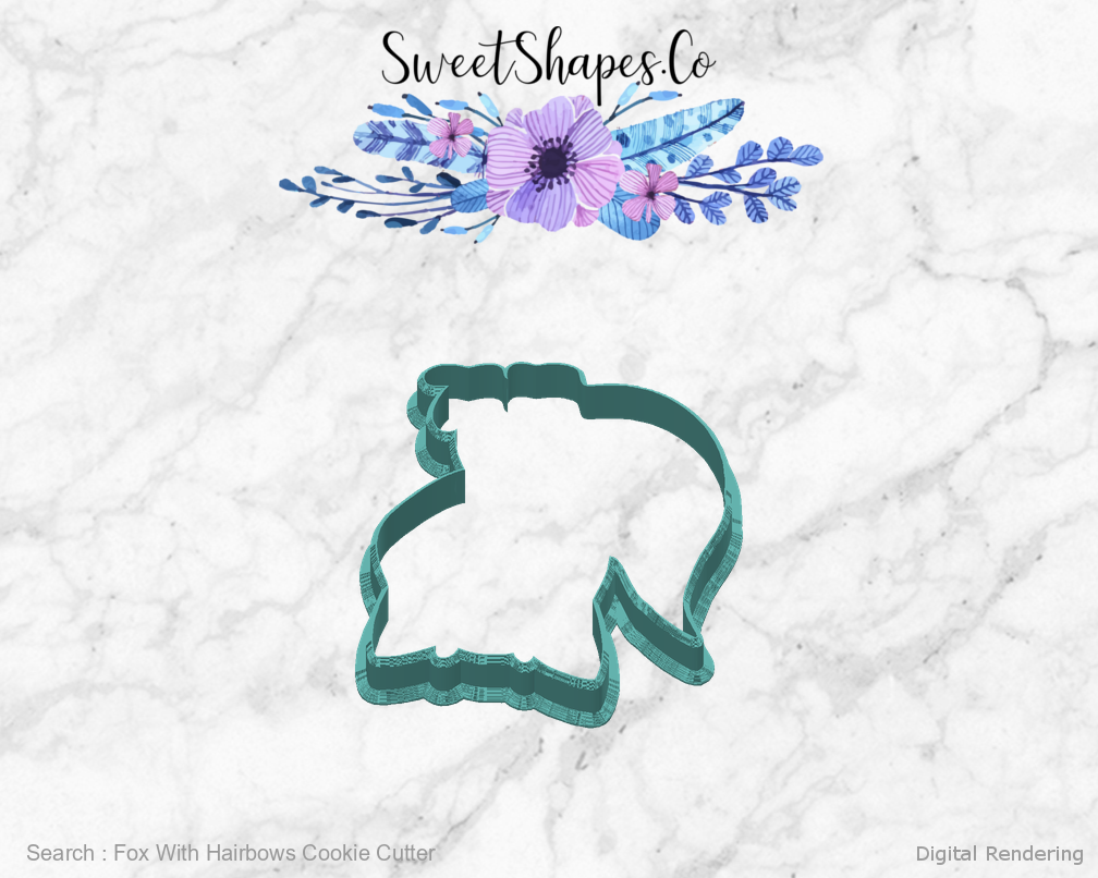 Fox With Hairbows Cookie Cutter — back view